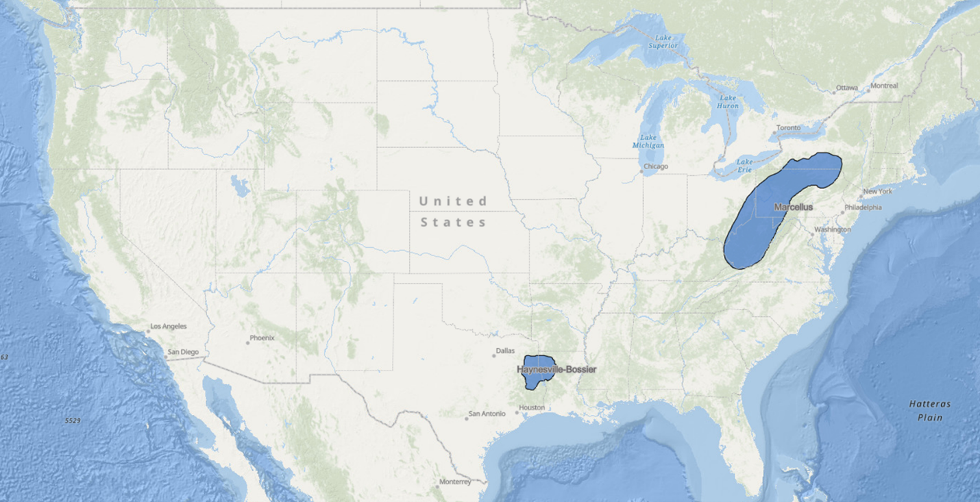 Haynesville And Marcellus A Tale Of Two Shales RBAC Inc   Map Of Us 